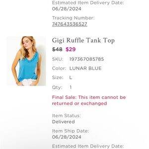 Lilly Pulitzer GiGi Ruffle Tank